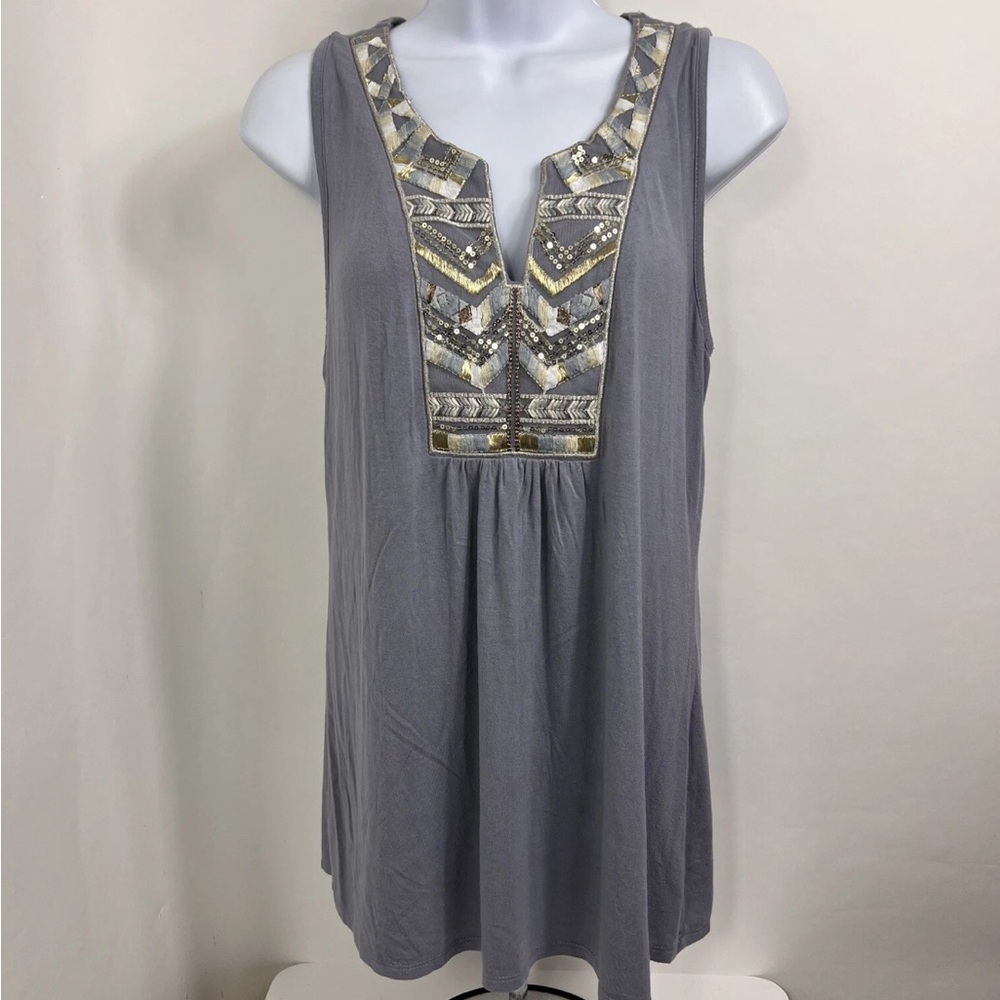 🩶5/$30 Knox Rose from Target Lilac Gray Tank Top Blouse with Gold Size Small